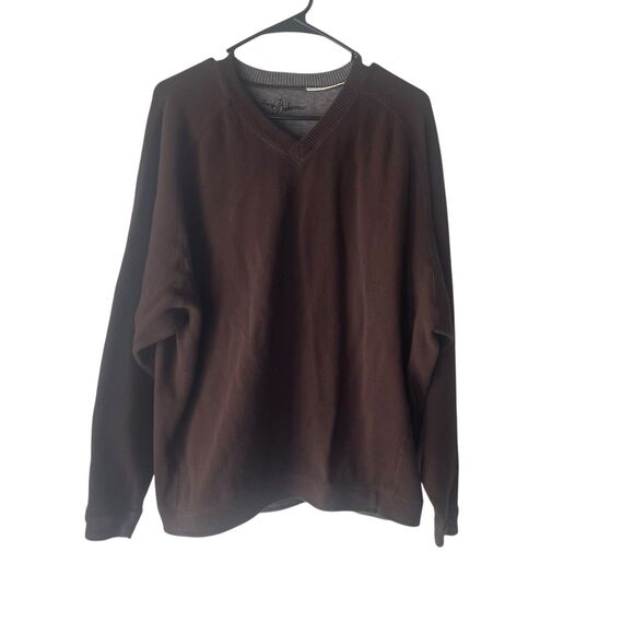 Tommy Bahama Men's Size XL Brown V Neck Tight Knit Long Sleeve Pullover Sweater - Picture 1 of 8